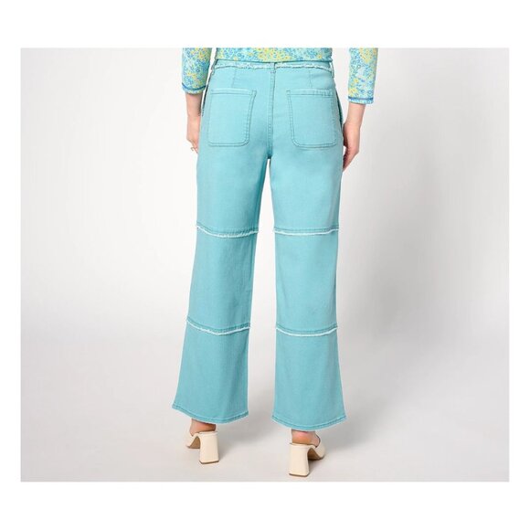 NEW LOGO by Lori Goldstein Wide Leg Jeans Washed Denim Aqua Women Size 16 - Picture 2 of 14